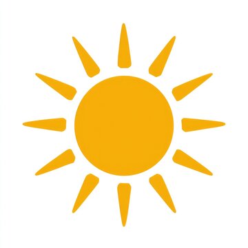 Simple, stylized sun icon.  A bright, golden-yellow circle sun with pointed rays radiating outward