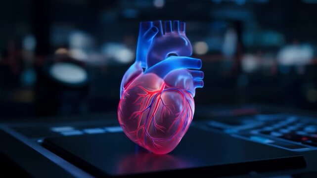Human heart model visualization in 3 d rendering for medical science illustration