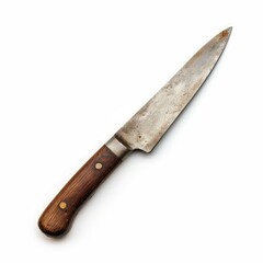 Rusty chef's knife with wooden handle