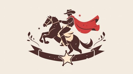 Bold cowboy character in Western-style clip art with