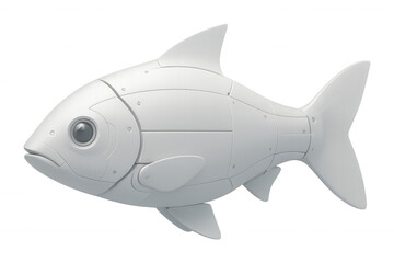 Fototapeta premium 3d rendering of a white robotic fish swimming, isolated on transparent background, ideal for technology or futuristic projects