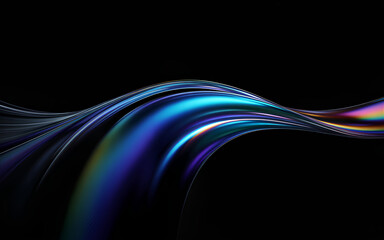 Rainbow Wave Lines Abstract Black Background