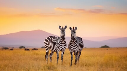 Obraz premium Close-up view of zebras standing together in Kenyas w
