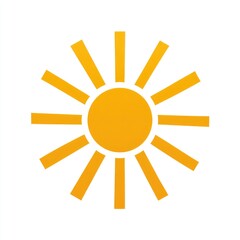 Simple, bright, yellow sun icon.  Radiating rays