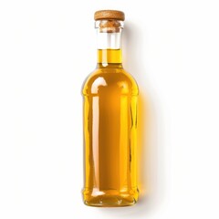 Clear glass bottle of golden liquid
