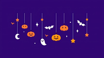 Halloween-themed purple background animation showing