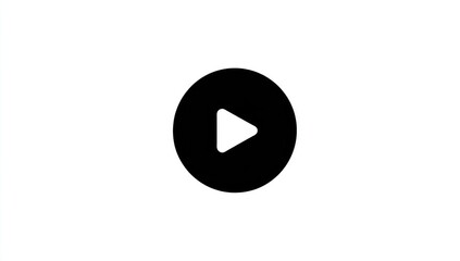 Simple black play button on white background.  A solid black circle with a white play icon inside.  Clean, minimalist design