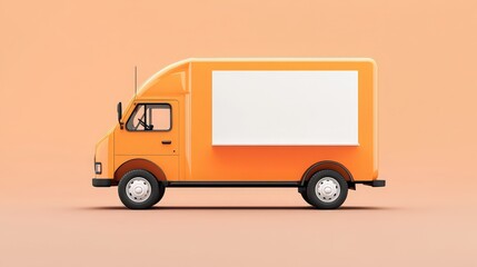 Isolated food truck mockup with flat side panel and b