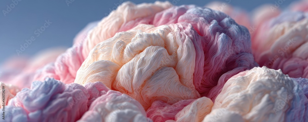 Poster puffy bloating around tissues and look concept. colorful abstract formation resembling soft clouds o