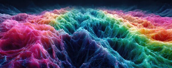 Obraz premium Puffy bloating around tissues and look concept. A vivid abstract wave design in vibrant rainbow colors.