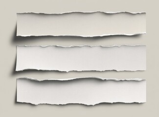 Fototapeta premium Three torn paper strips against a neutral background