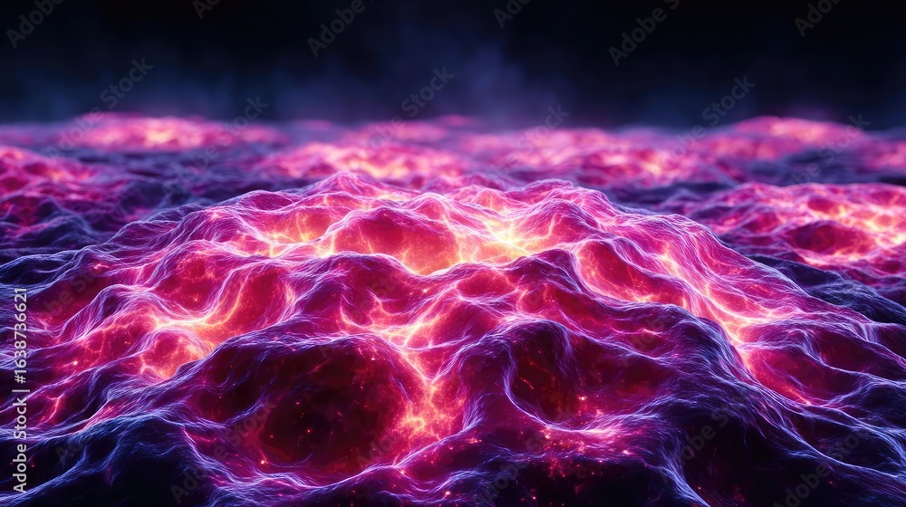 Poster puffy bloating around tissues and look concept. abstract representation of energy waves in vibrant c