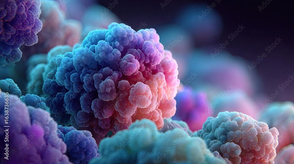 Poster puffy bloating around tissues and look concept. vibrant abstract representation of molecular structu