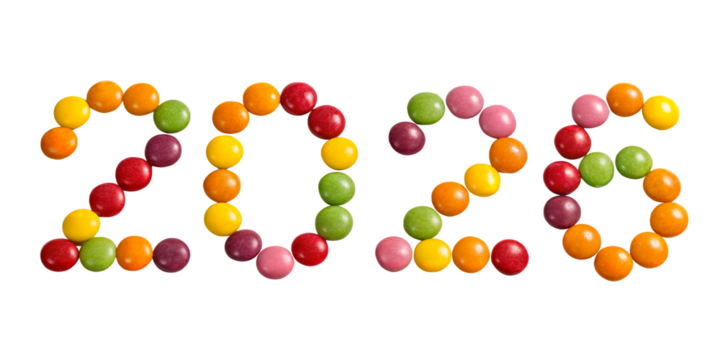 Colorful Year 2026: Sweet treat arrangement of the year 2026, offering a vibrant burst of color and playful anticipation. a perfect representation of future expectations