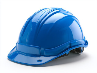 Blue Safety Helmet Isolated on Pure White Background
