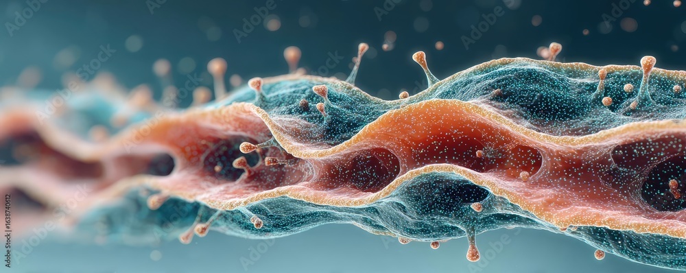 Poster puffy bloating around tissues and look concept. a close-up view of intricate biological structures i