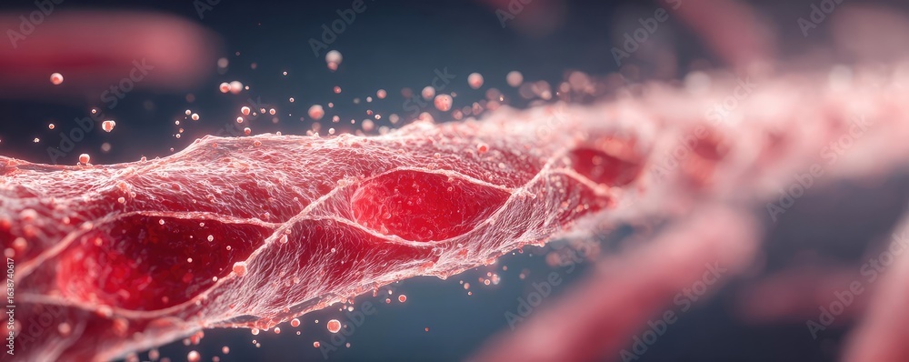 Poster puffy bloating around tissues and look concept. detailed visualization of a molecular structure with