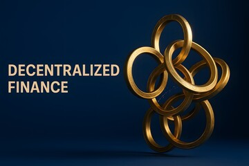 Obraz premium Golden DeFi Network for Decentralized Finance and Blockchain Ecosystems
