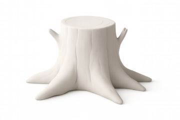 White tree stump isolated on transparent background, symbolizing deforestation, environmental conservation, and climate change impact