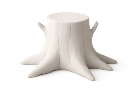 White tree stump isolated on transparent background, symbolizing deforestation, environmental conservation, and climate change impact