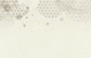 金粉が舞う和柄模様のベージュの和紙素材