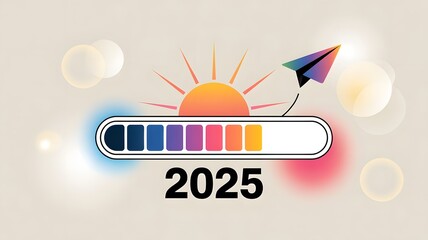 A Bright Future Awaits A Loading Bar Illustration for the Year 2025 with Optimism and New Beginnings