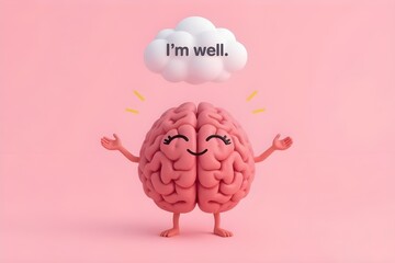 A healthy, happy brain in a solid background.mental health day concept.