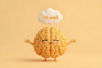 A healthy, happy brain in a solid background.mental health day concept.