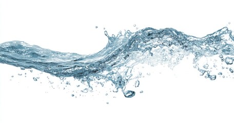 Water splashes and waves against white background