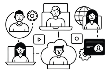 Fototapeta premium Diverse people connected through technology and global network connection