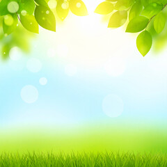 Fototapeta premium Bright Spring Green Forest Blur