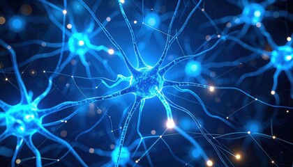 Abstract Blue Neuron Illustration