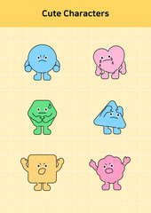 Vector illustration of cute geometric characters.