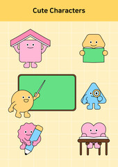 Vector illustration of cute geometric characters.