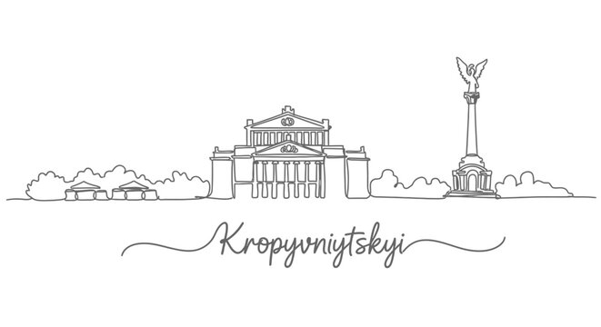 Kropyvnytskyi Ukraine Skyline Line Art with Minimalist Cityscape.