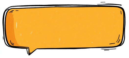 Hand-drawn, cartoon-style, orange speech bubble