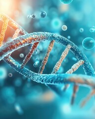 Abstract dna helix structure in vibrant blue.