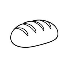 Simple Line Art Illustration of a Loaf of Bread with Scoring Marks, Evoking a Rustic Bakery Feel