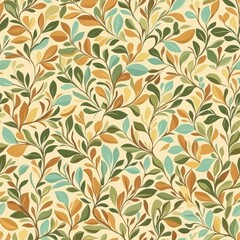 Fototapeta premium Autumnal leaves artistic seamless pattern.