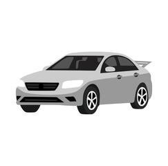 Cartoon Side View Gray Car Simple Logo Design Icon Digital 