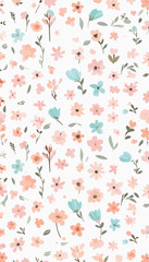 Watercolor floral pattern in pastel hues for spring textile designs and feminine branding projects