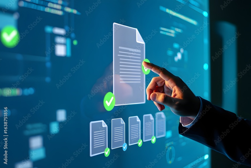 Poster document management system, dms. assessment form, questionnaire, checklist and clipboard task manage