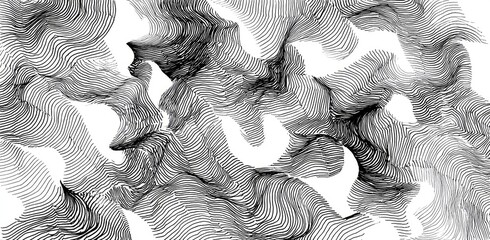 Fototapeta premium Abstract monochrome lines create flowing, layered forms