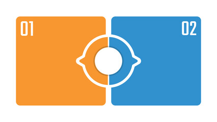 Infographic design template with 2 colorful horizontal bars and numbered steps