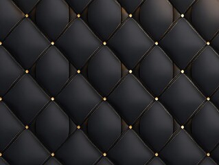 Luxurious black quilted leather pattern with gold accents