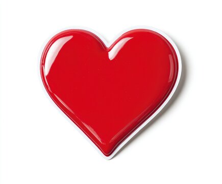 Naklejki Red heart sticker, glossy finish, white border