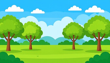 Obraz premium Colorful illustration of a serene landscape with trees.