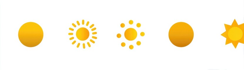 Four different sun icons in a row