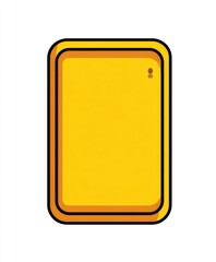 A simple, gold-colored, rectangular object.  It has a slightly raised border and a small dot on one side