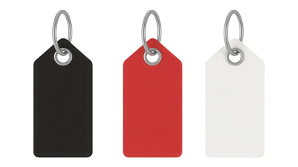 Elevate your brand with these versatile price tags in classic black, bold red, and pristine white, perfect for retail, sales, and marketing materials